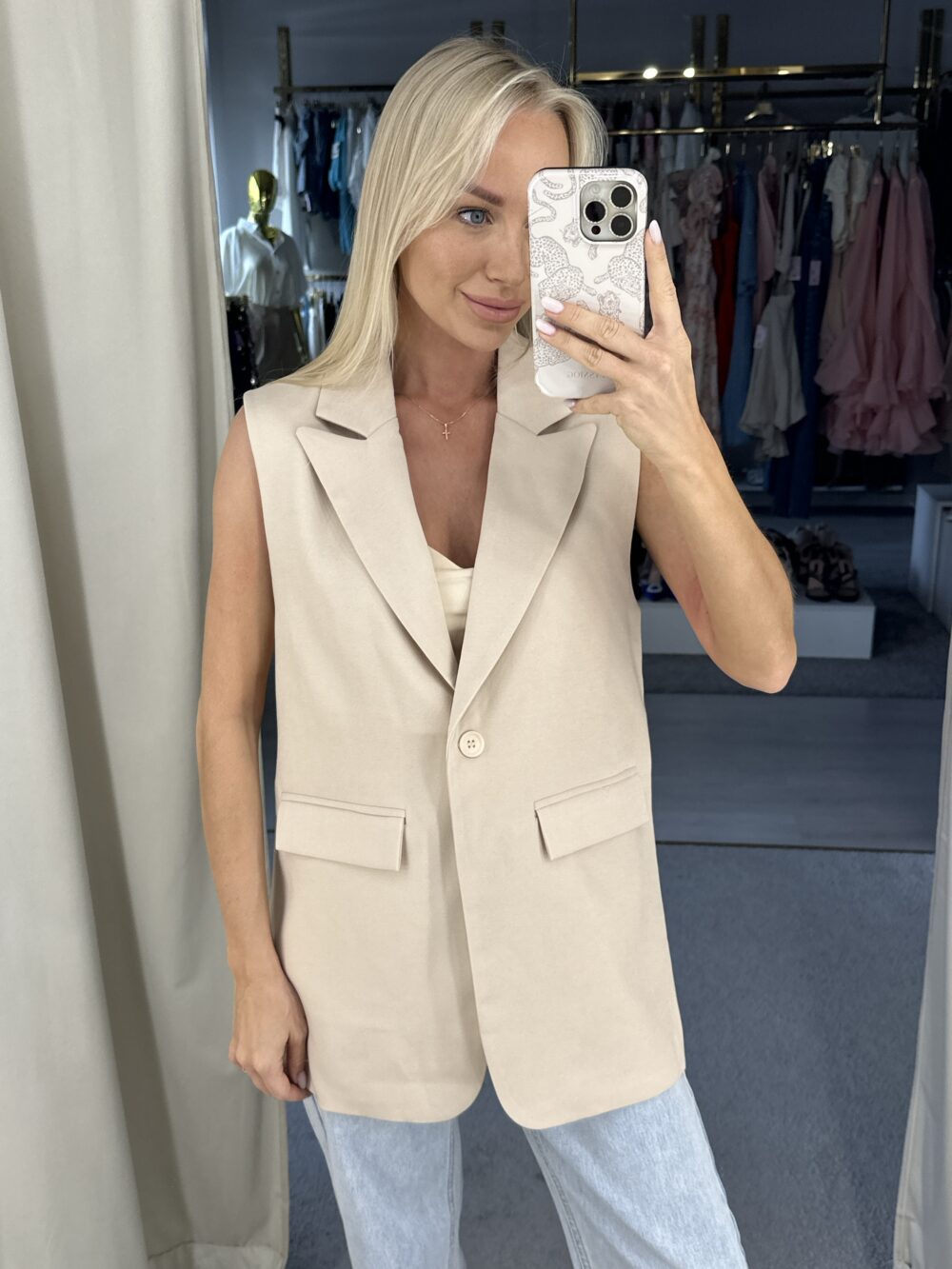 Klasikinė liemenė BEIGE - Image 5