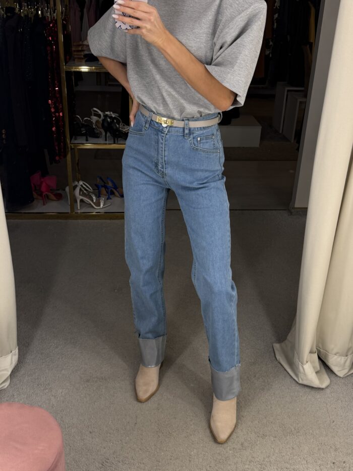 Džinsai su blizgiu atvertu