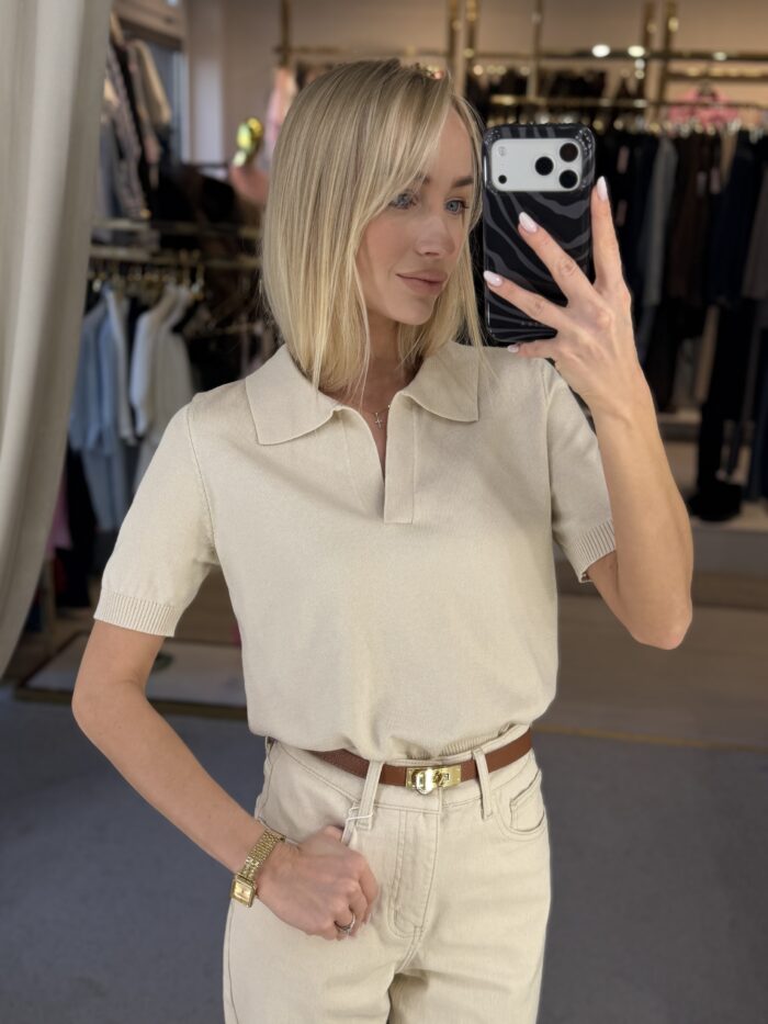 Polo megztukas trumpomis rankovėmis