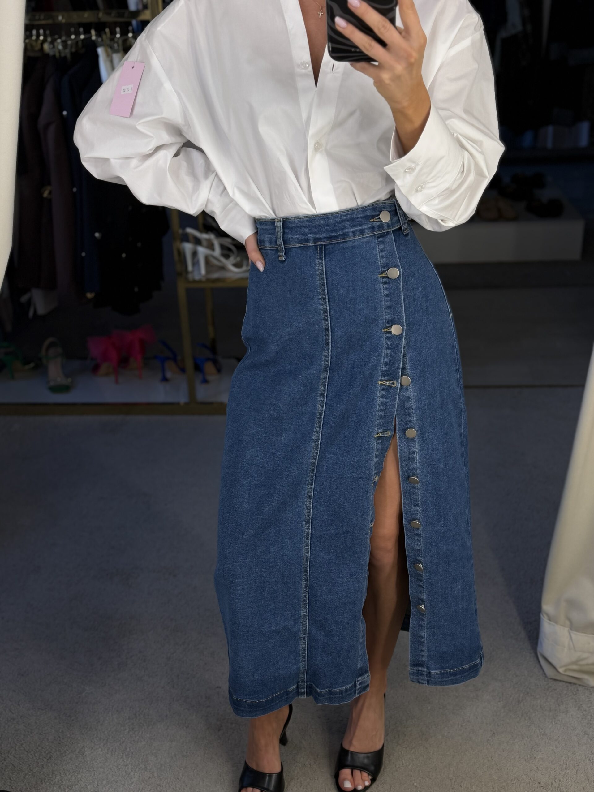 Džinsinis sijonas buttoned